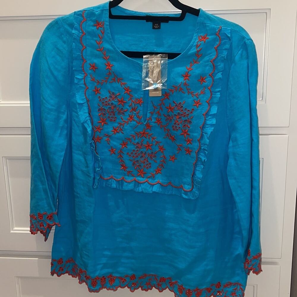 J Crew Embroidered linen tunic XS - Picture 2 of 7